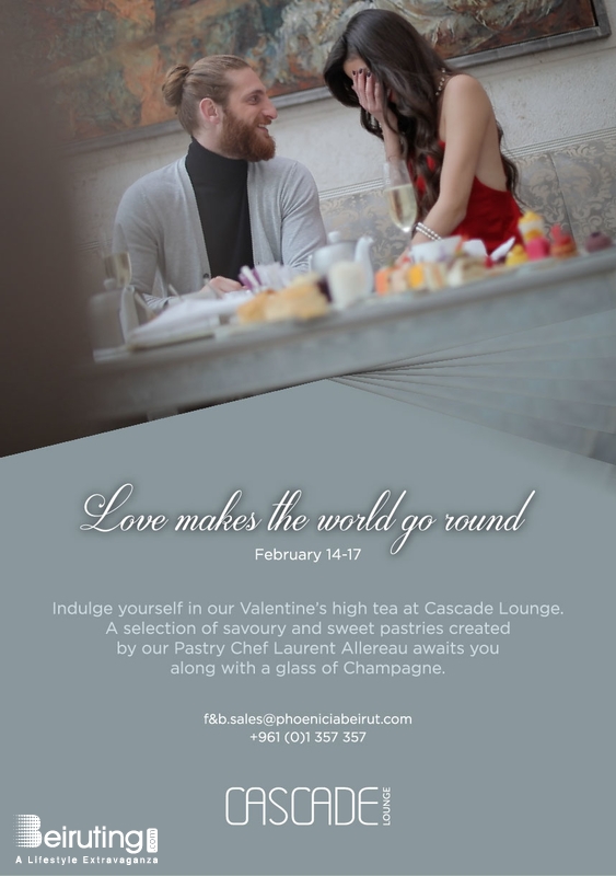 Cascade-Phoenicia Beirut-Downtown Social Event Indulge yourself on our Valentine’s high tea at Cascade Lounge Lebanon